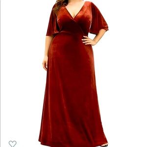 COPY - Size 22 maroon velvet bridesmaid dress